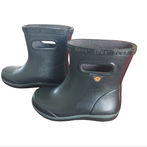 Bogs Black Skipper II Solid Kid's Rainboots - Picture 2 of 9